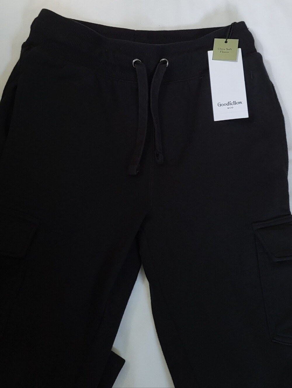 NEW Men's XS Goodfellow & Co Black Fleece-Lined Cargo Jogger Pants - Picture 1 of 6